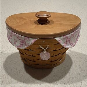 Longaberger Basket with Pink Floral Fabric